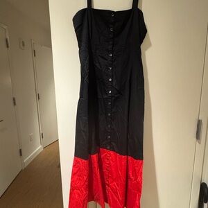 Mara Hoffman Black and Red Button-Down Midi Dress Size 10